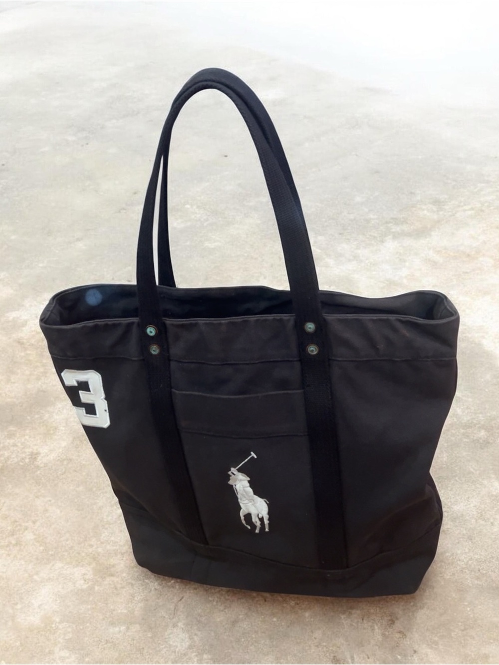 Ralph Lauren Black Big Pony Canvas Tote Bag Vintage #3 Y2K - Picture 12 of 16